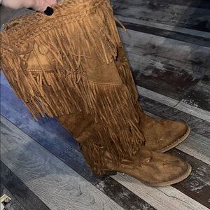Not Rated Tan Fringe Heeled Boots